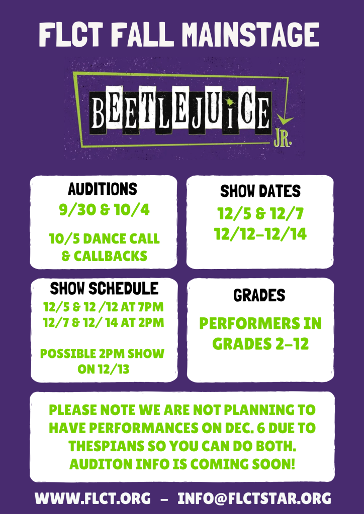 Beetlejuice Audition information- application coming soon